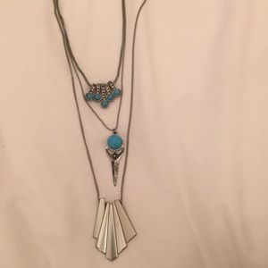 3 layer necklace! Silver and turquoise